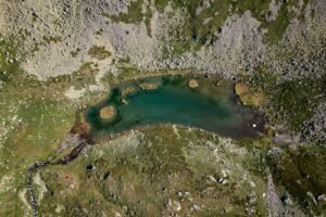 An aerial view of a body of water